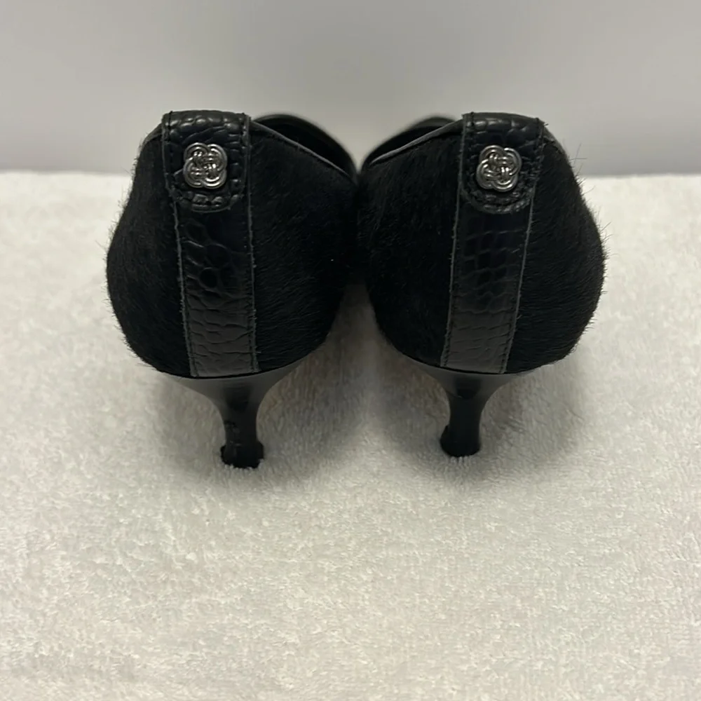 Elliot Lucca Leather Calf Hair Heeled Black shoe size 7 - Picture 4 of 11